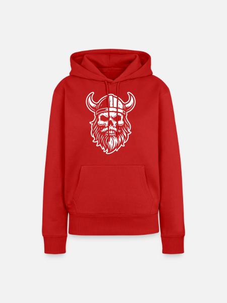Wikinger Totenkopf - Frauen Premium Bio Hoodie - Rot