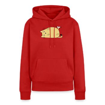 Chat avec du ruban adhésif - Sweat à capuche Premium bio Femme - rouge - Devant - Julia (174cm)