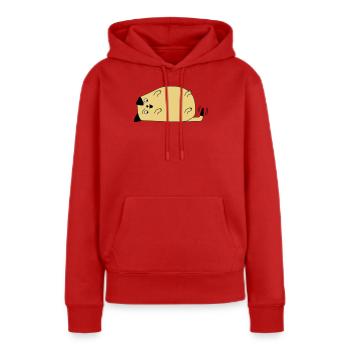 Chien regarde sa queue - Sweat à capuche Premium bio Femme - rouge - Devant - Julia (174cm)
