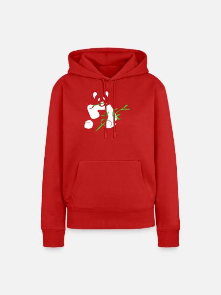 Panda mit Bambus - Frauen Premium Bio Hoodie - Rot