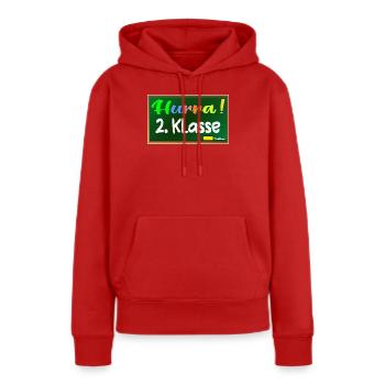 Grundschule 2. Klasse HURRA - Frauen Premium Bio Hoodie - Rot - Vorne - Julia (174cm)