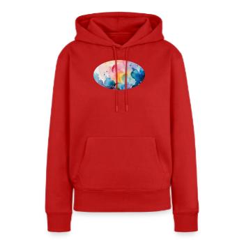 Aquarellfarben Farbexplosion auf Leinwand - Frauen Premium Bio Hoodie - Rot - Vorne - Julia (174cm)