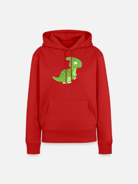 Grüner Dinosaurier Kinderdesign - Frauen Premium Bio Hoodie - Rot