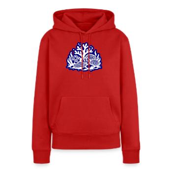 Océan récif corallien - Sweat à capuche Premium bio Femme - rouge - Devant - Julia (174cm)