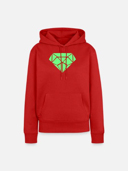 Grüner Diamant Geometrie - Frauen Premium Bio Hoodie - Rot