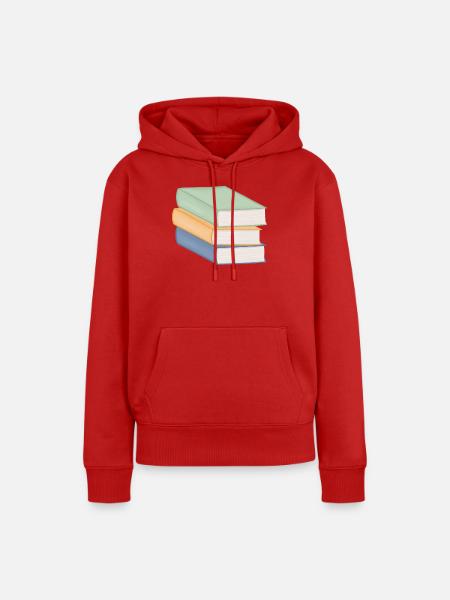 Pastellfarbiger Bücherstapel - Frauen Premium Bio Hoodie - Rot