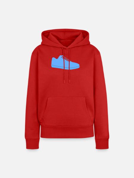 Blauer Sneaker Silhouette - Frauen Premium Bio Hoodie - Rot