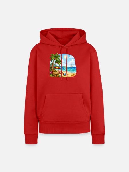 Willkommen am Tropenstrand - Frauen Premium Bio Hoodie - Rot