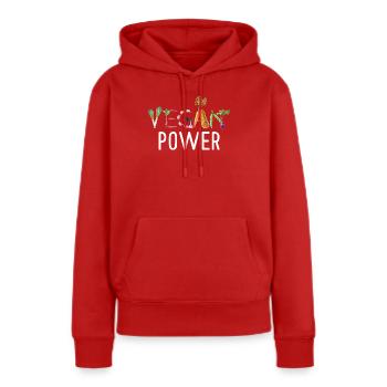 Potence végane Typographie des légumes Art végane drôle - Sweat à capuche Premium bio Femme - rouge - Devant - Julia (174cm)