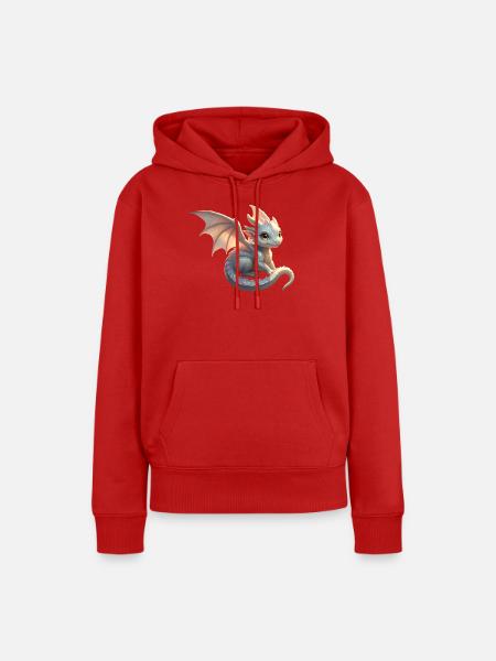 Kleiner süßer Drache - Frauen Premium Bio Hoodie - Rot