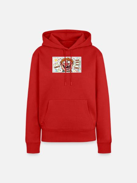 Durst-Karikatur Comicgesicht - Frauen Premium Bio Hoodie - Rot