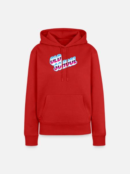 Old School Neon - Frauen Premium Bio Hoodie - Rot