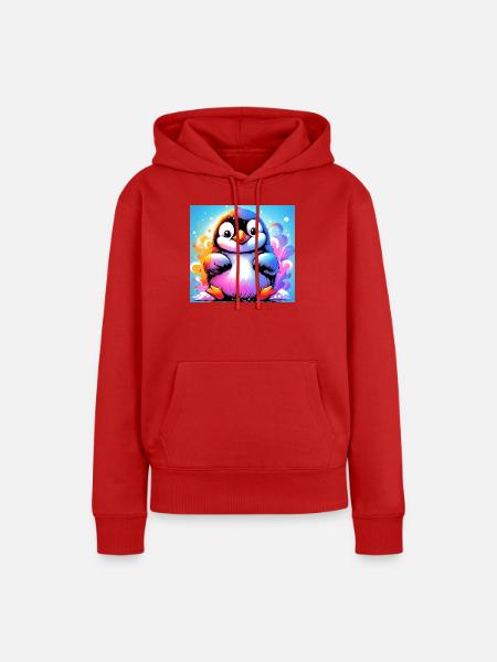 Pinguin - Frauen Premium Bio Hoodie - Rot