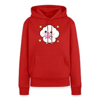 Kawaii-Wolken-Kaugummipuff - Frauen Premium Bio Hoodie - Rot - Vorne - Julia (174cm)