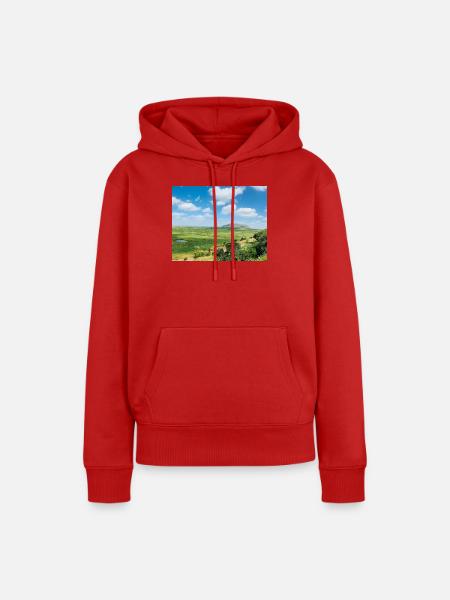 Steppenlandschaft mit See - Frauen Premium Bio Hoodie - Rot
