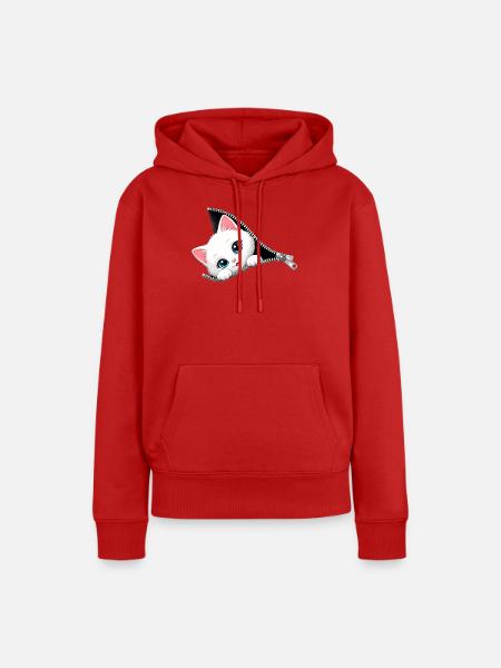 Süßes Kätzchen Reißverschluss Katze - Frauen Premium Bio Hoodie - Rot