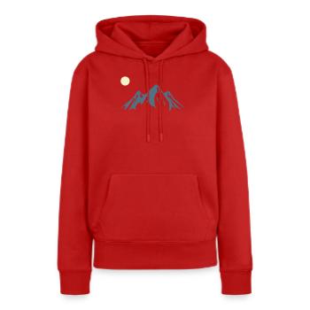 Lever de soleil en silhouette de montagne - Sweat à capuche Premium bio Femme - rouge - Devant - Julia (174cm)