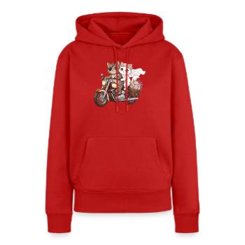 Just Married: Katzen auf Motorrad - Frauen Premium Bio Hoodie - Rot - Vorne - Julia (174cm)
