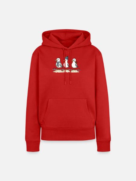 Drei lustige Möwen an der Küste - Frauen Premium Bio Hoodie - Rot