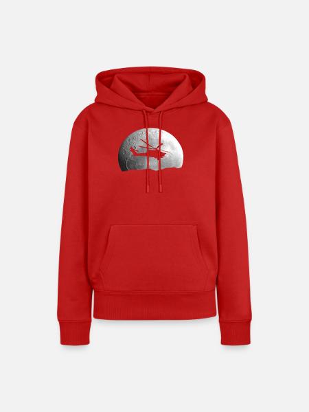 Hubschrauber Mond Geschenkidee - Frauen Premium Bio Hoodie - Rot