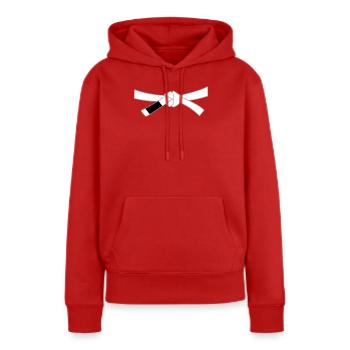 Ceinture blanche - Ceinture blanche - Sweat à capuche Premium bio Femme - rouge - Devant - Julia (174cm)
