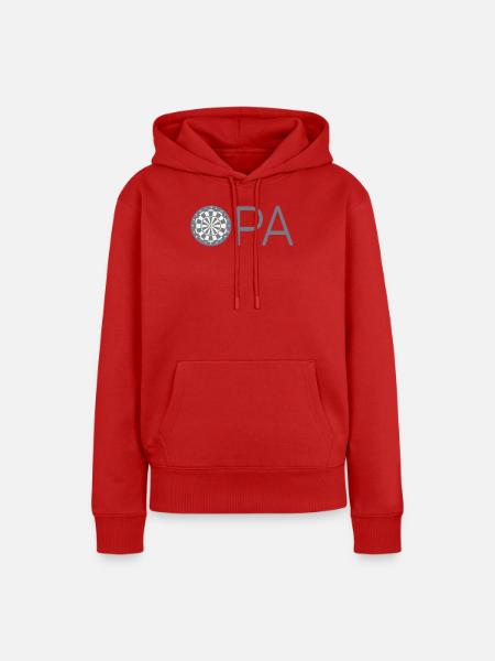 Opa mit Dartscheibe – Grau - Frauen Premium Bio Hoodie - Rot
