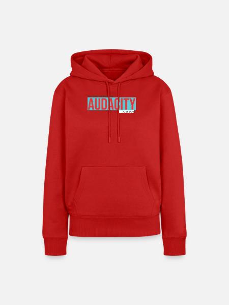 Audacity: Kräftiges Rot auf Türkis - Frauen Premium Bio Hoodie - Rot