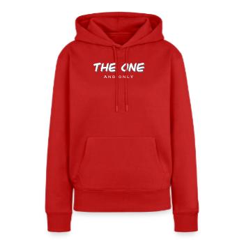 Exklusiver Single-Star Design - Frauen Premium Bio Hoodie - Rot - Vorne - Julia (174cm)
