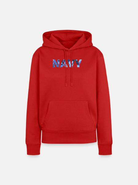 NAVY-Tarnmuster - Frauen Premium Bio Hoodie - Rot