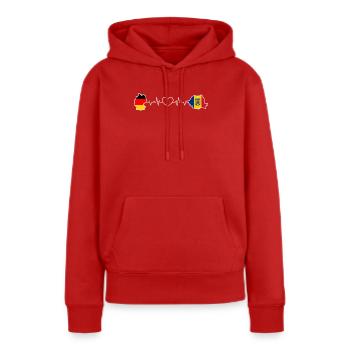 Le battement de cœur de l’Allemagne et de la Roumanie - Sweat à capuche Premium bio Femme - rouge - Devant - Julia (174cm)