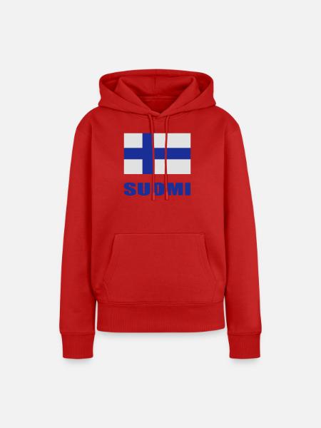 Finnische Flagge - Frauen Premium Bio Hoodie - Rot