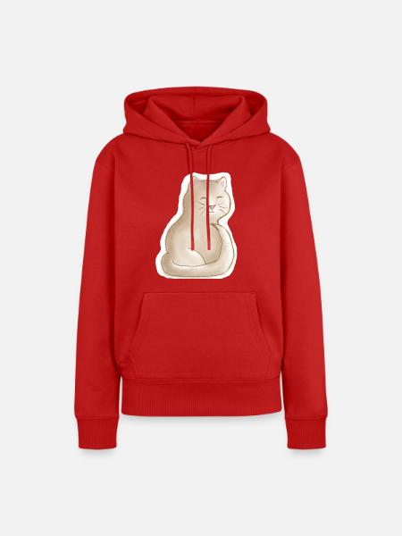 müdes Kätzchen - Frauen Premium Bio Hoodie - Rot