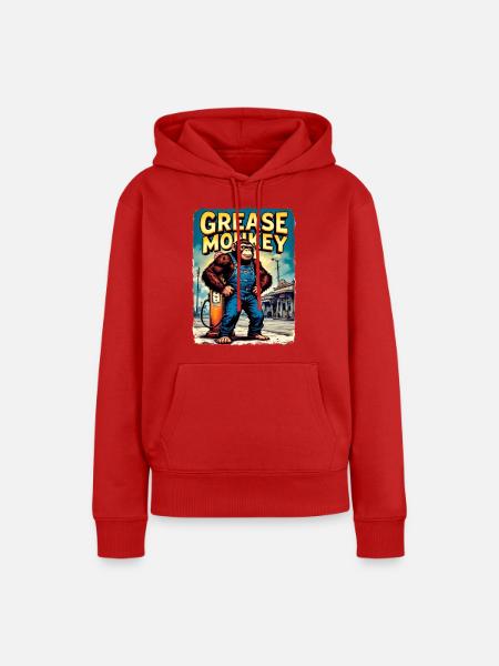 GreaseMonkey Retro Street Art - Frauen Premium Bio Hoodie - Rot