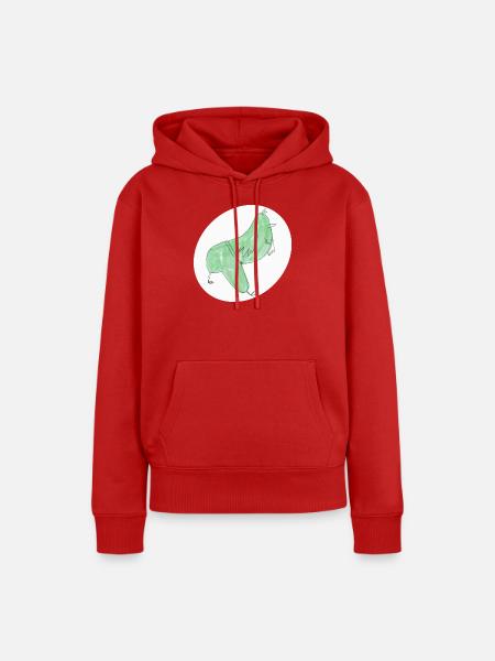 Minimalistischer abstrakter Grüner Vogel - Frauen Premium Bio Hoodie - Rot