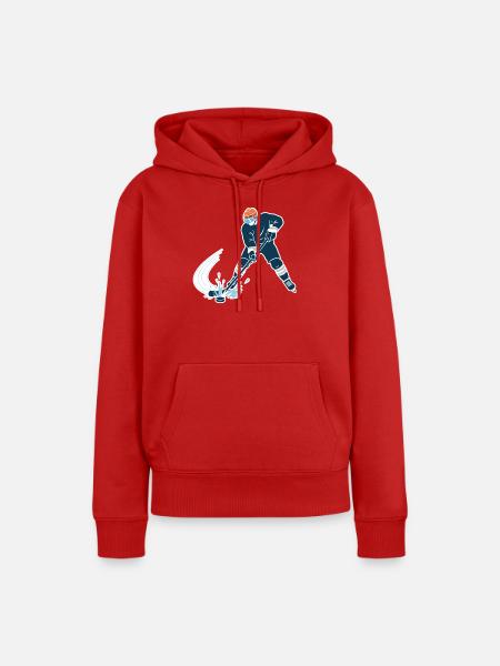 Eishockeyspieler mit Eispritzer - Frauen Premium Bio Hoodie - Rot