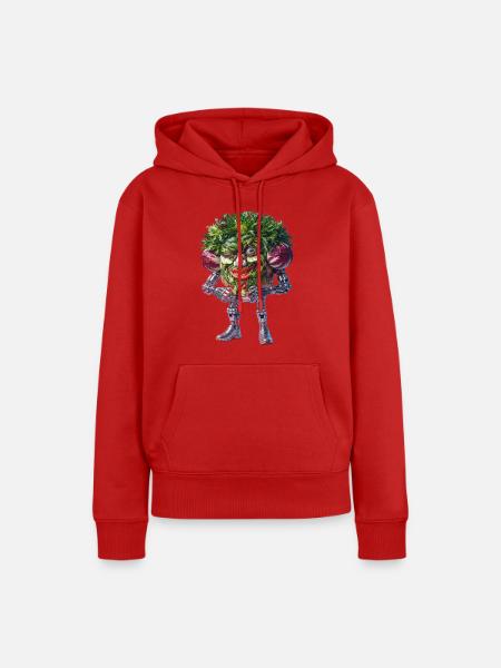 Veggie Robo Wächter - Frauen Premium Bio Hoodie - Rot
