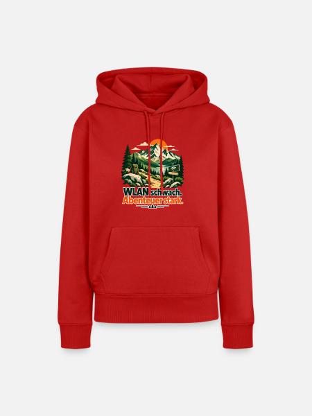 WLAN aus Abenteuer - Frauen Premium Bio Hoodie - Rot