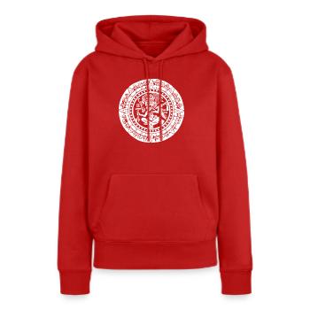 Calendrier maya - Blanc - Sweat à capuche Premium bio Femme - rouge - Devant - Julia (174cm)