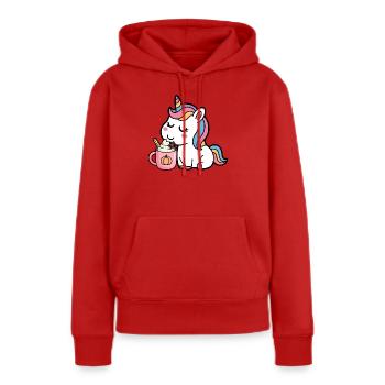 LICORNE - Sweat à capuche Premium bio Femme - rouge - Devant - Julia (174cm)