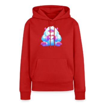 Kuscheliges Herzmonster - Frauen Premium Bio Hoodie - Rot - Vorne - Julia (174cm)