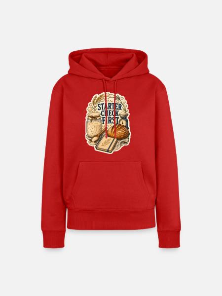 STARTER CHECK FIRST - Frauen Premium Bio Hoodie - Rot