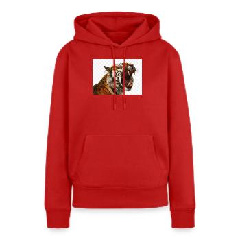 Estampe artistique Tiger Roar - Sweat à capuche Premium bio Femme - rouge - Devant - Julia (174cm)
