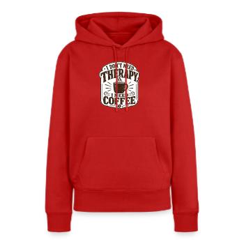 Café au lieu de thérapie - Sweat à capuche Premium bio Femme - rouge - Devant - Julia (174cm)