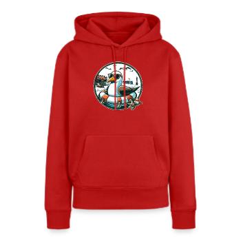 Möwe im Rettungsring - Frauen Premium Bio Hoodie - Rot - Vorne - Julia (174cm)