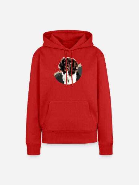 Kleiner Münsterländer Elegantes Hunde-Design - Frauen Premium Bio Hoodie - Rot