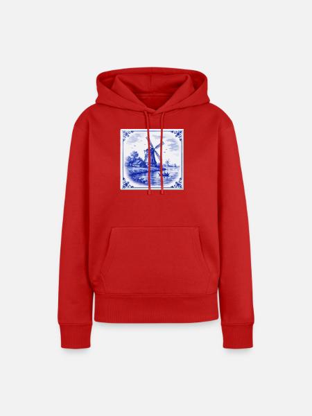 Delfter Windmühle am See - Frauen Premium Bio Hoodie - Rot