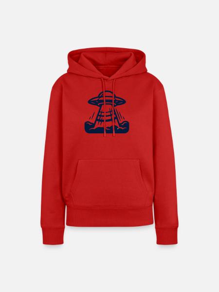 Ufo Alien Raumschiff Grafik - Frauen Premium Bio Hoodie - Rot