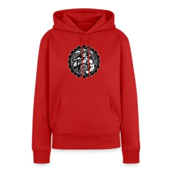 Logo du mineur - Sweat à capuche Premium bio Femme - rouge - Devant - Julia (174cm)