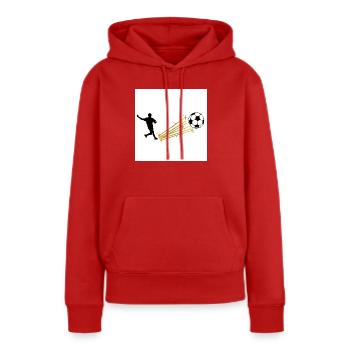 Golden soccer player - Frauen Premium Bio Hoodie - Rot - Vorne - Julia (174cm)