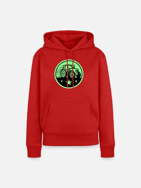 Traktor Farmer - Frauen Premium Bio Hoodie - Rot